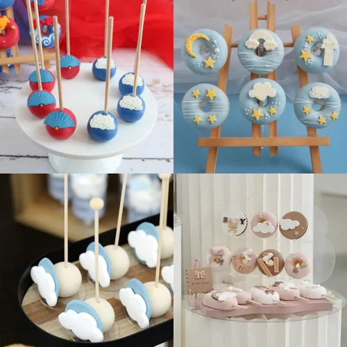 Vista 2 de Moldes de Silicona de Luna y Estrella, Molde de Fondant de Nube Luna Estrella Moldes de Chocolate para Dulces Horneado Azúcar Cake Pop Cupcake