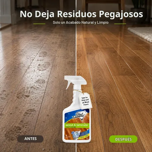 Vista 3 de Limpiador de madera y piso laminado Black Diamond, para parqué, real, natural y artificial, biodegradable, seguro para todos los pisos, negro, WOW QT