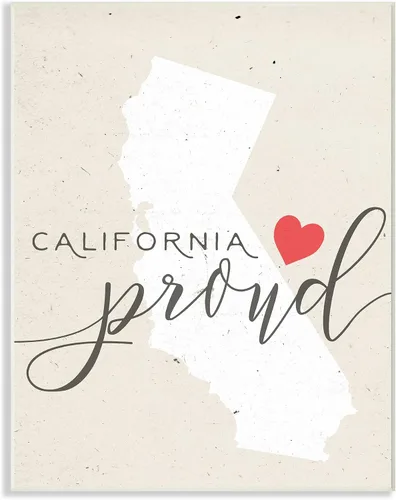 Vista 5 de Stupell Industries California Proud with Heart Framed Giclée Arte Texturizado Multicolor Stupell Industries Negro, 11 x 14 pulgadas, fácil