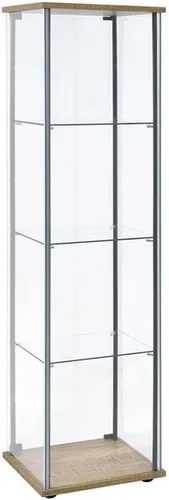 Vista 5 de BOWERY HILL 3 Shelf Glass Curio Cabinet, Sandy Black Metal Frame, Engineered Wood Top and Base, Clear Glass Panels, Laminate Veneer Finish