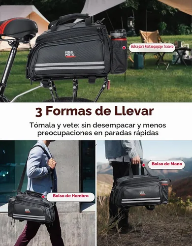 Vista 3 de KEMIMOTO Bolsa de bicicleta estante trasero extensible 20L bicicleta