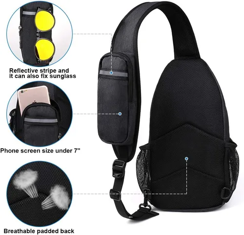 Vista 98 de Waterfly - Mochila cruzada tipo bandolera para viajes y caminatas, bolsa de pecho, Gris, talla única