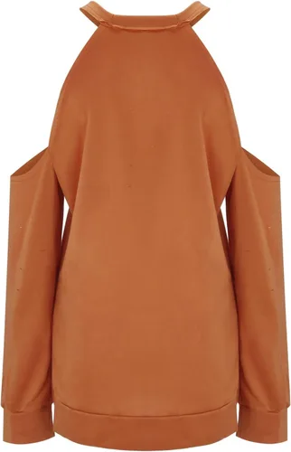 Vista 4 de Sudaderas de Halloween para mujer, suéter de talla grande, manga larga, hombros descubiertos, moda de otoño, ropa de moda para mujer