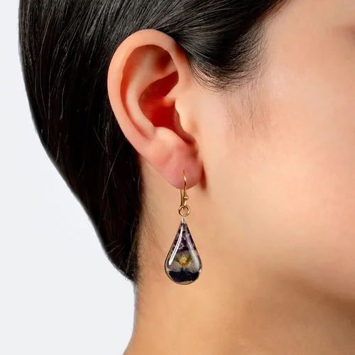 Vista 29 de Amazon Essentials Pendientes de plata de ley con forma de lágrima de flor prensada (anteriormente Amazon Collection)