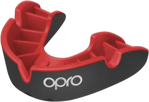 Vista 9 de OPRO Protector bucal moldeable de nivel plateado, ajuste esencial (negro/rojo) para niños y jóvenes, protector bucal de boxeo para artes marciales
