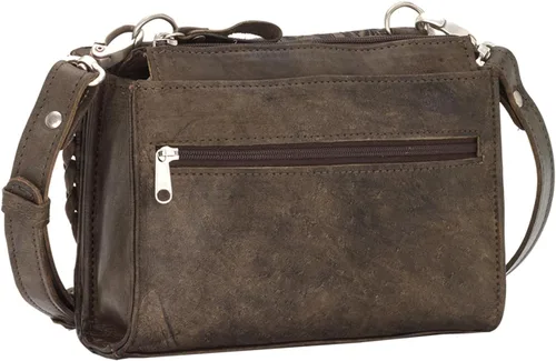 Vista 2 de American West Handcrafted Leather Texas Two Step Small Crossbody/Wallet – Hand Tooled 100% Genuine Leather Western Bag Carbón