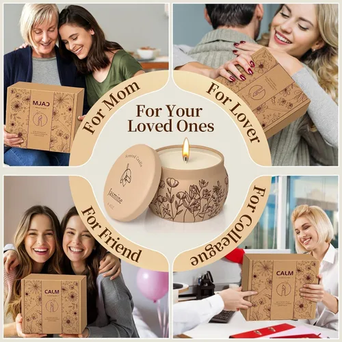 Vista 7 de Juego de velas perfumadas de regalo para mujeres, 17.6 onzas, paquete de 4