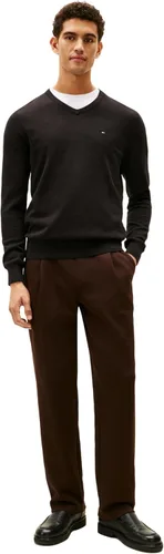 Vista 3 de Tommy Hilfiger Suéter Pullover esencial de algodón con cuello en V y manga larga para hombre