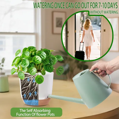 Vista 7 de Macetas de orquídeas de riego automático para plantas de interior, macetas para orqudeas de 5.8 pulgadas, macetas para plantas de interior con Blanco