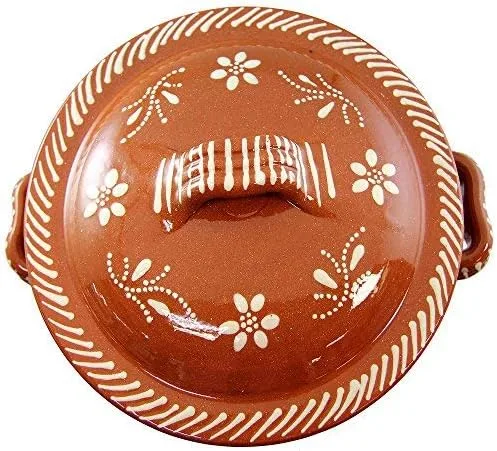 Vista 5 de Cazuela de terracota de arcilla tradicional portuguesa vintage con tapa hecha en Portugal Cazuela (N.2 8 pulgadas de diámetro)