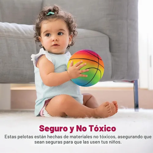 Vista 6 de Bedwina Mini bolas deportivas arcoíris – 5 pulgadas (paquete de 4) bolas inflables de vinilo para niños y niños pequeños con bomba de aire manual