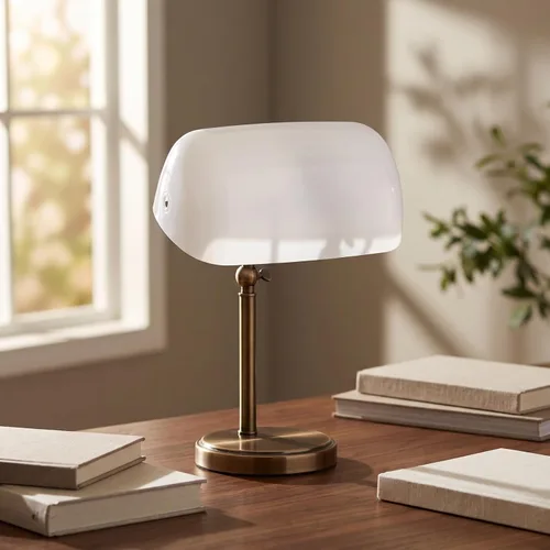 Vista 7 de VOSAREA Cubierta de lámpara de mesa retro de plástico blanco reemplazo para lámpara de escritorio de banqueros vintage