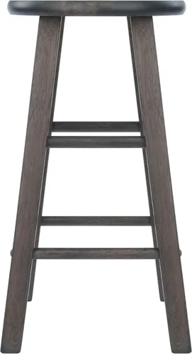 Vista 4 de Ergode Juego de taburetes de madera para mostrador, color gris ostra, juego de 2 piezas, madera maciza, capacidad de peso de 220 libras, estable