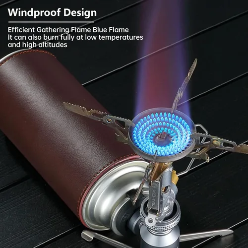 Vista 11 de CAMPINGMOON Estufa compacta plegable Ultralight Backpacking Stove XD-2F,3.3kW Output, Boils Fast, with Igniter,4-Flex Support, for Hiking,Camping