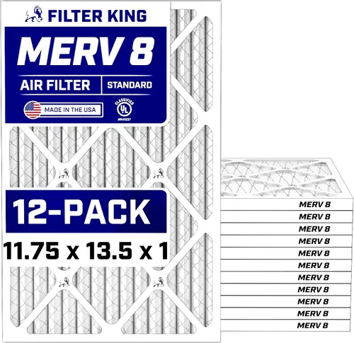 Vista 116 de Filter King Filtro de aire de 5.88 x 12.13 x 1 (MERV 8) (paquete de 12) filtros de horno de CA para control de polvo y alergias, fabricados en EE.