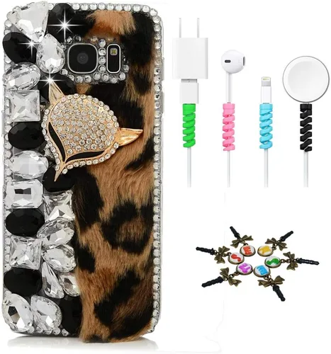 Vista 18 de Sparkle Funda compatible con Samsung Galaxy J2 Prime – Elegante funda 3D hecha a mano con diseño musical de flores grandes con protector de cable