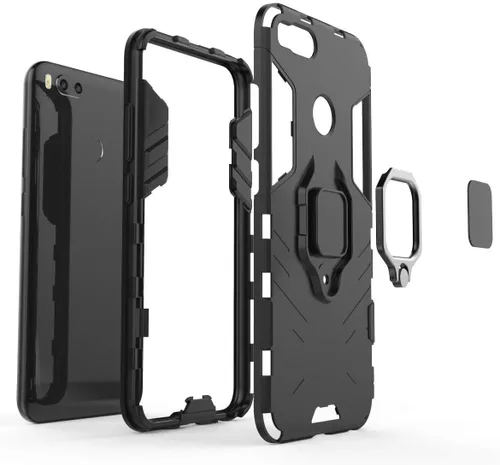 Vista 5 de LuluMain Compatible con funda Xiaomi Mi A1, soporte de anillo de metal a prueba de golpes (funciona con soporte magnético para automóvil) Cubierta