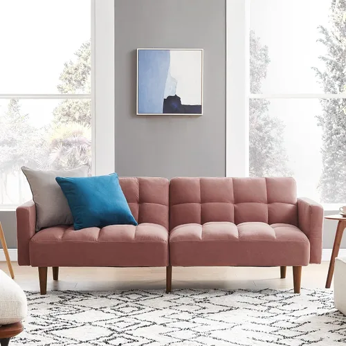 Vista 21 de mopio Sofá cama futón de 76.4 pulgadas, sofá biplaza, sofá cama, sofá futón moderno de mediados de siglo, sofá cámara, sofás para sala de estar