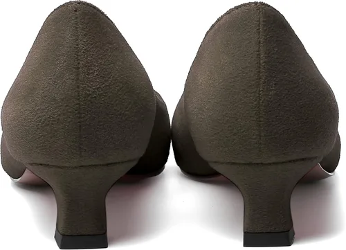 Vista 4 de MERRORI Zapatos de vestir de gamuza para mujer, de tacón bajo, de tacón bajo, de color liso, casual, para oficina, gatito, de 1.5 pulgadas