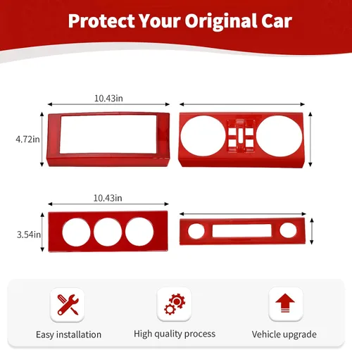 Vista 6 de RT-TCZ para Wrangler JK Cubierta de Panel de Control de la Consola Central del Tablero Rojo para Jeep Wrangler JK JKU 2007-2010 Accesorios