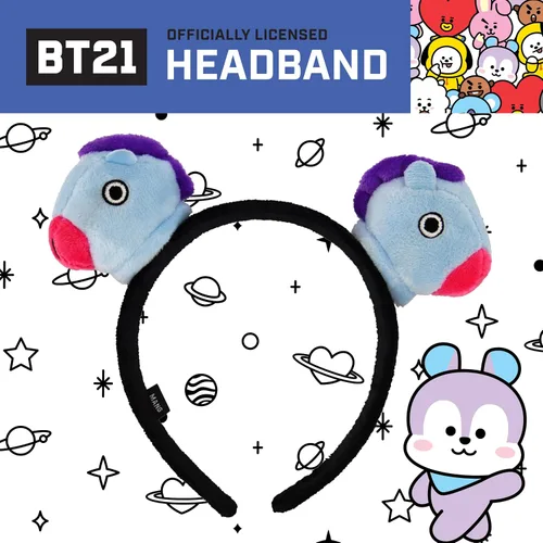 Vista 22 de Concept One BT21 LINE FRIENDS - Diadema bordada de felpa 3D para mujer, Chimmy