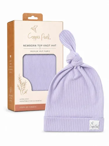 Vista 64 de Gorro de bebé con nudo superior elástico suave "Fern" por Copper Pearl