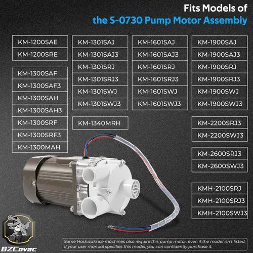 Vista 2 de S-0730 Bomba de agua para Hoshizaki, conjunto de bomba de motor de máquina de hielo con cable y kit de servicio de enchufe