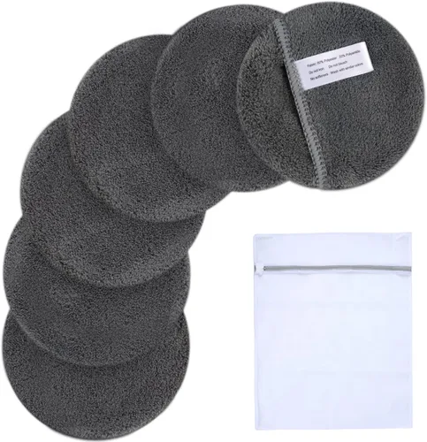 Vista 11 de SUNLAND Almohadillas desmaquillantes reutilizables para cara, ojos, labios, paquete de 6 unidades, color negro Guantes de limpieza facial