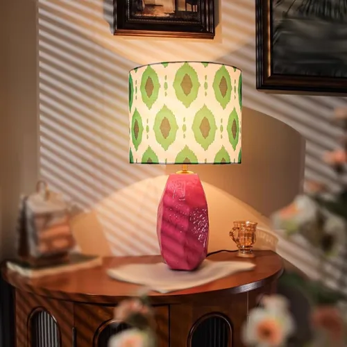 Vista 5 de Lamp for Desk Pink Ceramic Table Lamp Bedroom Study Bedside Lamp Retro Atmosphere Lamp Desk Lamps for Home Office