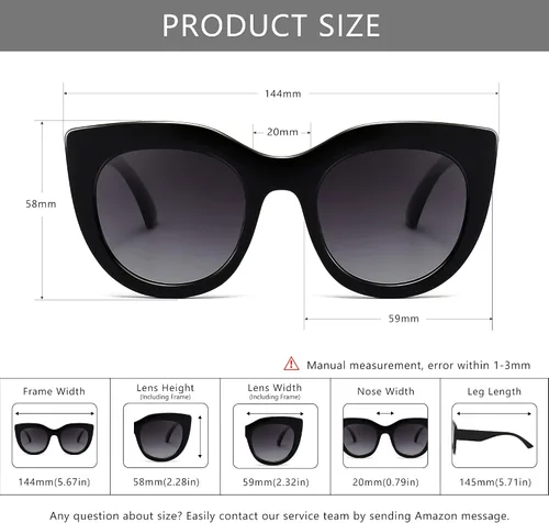Vista 5 de SUNGAIT Gafas de sol polarizadas vintage de gran tamaño para mujer, gafas de sol de moda para mujer