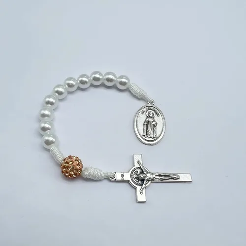 Vista 3 de One Decade Simple Catholic Rosary Chaplet Colorful Prayer Beads Patron Saint Medal St Michael Padre Pio