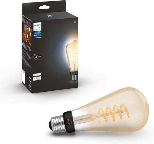 Vista 10 de Philips Hue - Bombilla LED inteligente vintage Edison de filamento regulable White Ambiance ST19, 7W, blanco - Paquete de 1 - E26 - Control