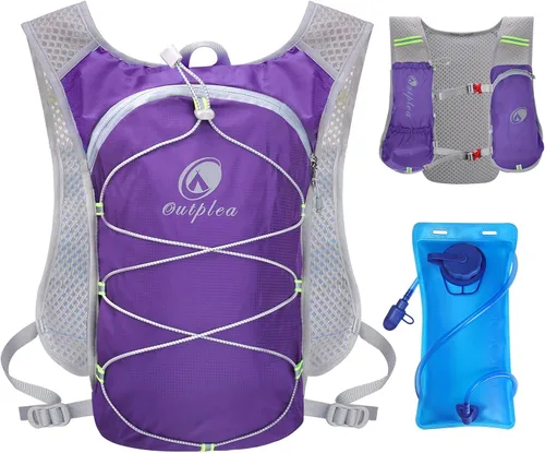 Vista 11 de Mochila de hidratación ligera con bolsa de agua de 2 L para hombres y mujeres, pequeñas mochilas de agua para correr, chaleco para senderismo