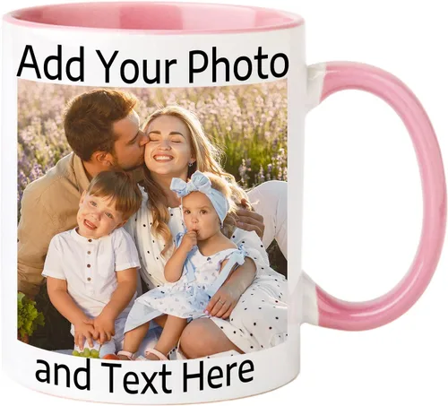 Vista 16 de OELTTG Tazas de café novedosas, taza personalizada con nombre y logotipo de texto fotográfico, taza personalizada de 11 onzas en ambos lados