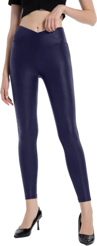Vista 7 de HARTPOR Leggings de piel sintética para mujer, elásticos, de cintura alta, brillantes, pantalones de cuero, leggings de piel de piel sintética