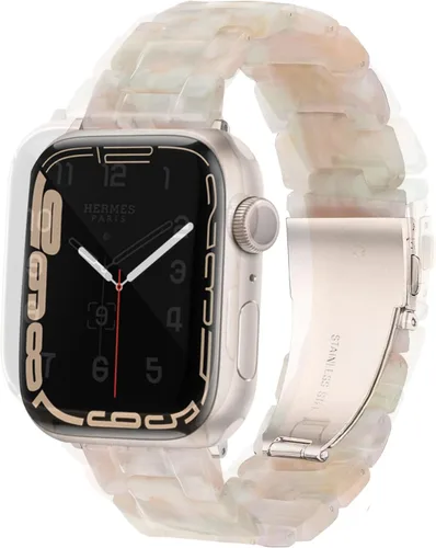 Vista 55 de HOPO Compatible With Apple Watch Band Thin Lightweight Resin Strap Bracelet Fashion Wristband Replacement For iWatch Bands Series Ultra 11 10 9 8 7