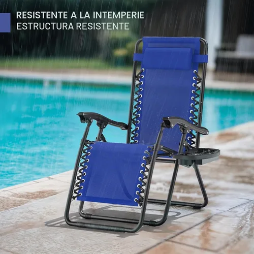 Vista 10 de Magshion Zero Gravity - Sillón reclinable plegable ajustable con portavasos bandeja lateral y almohada extraíble para reposacabezas, tumbona