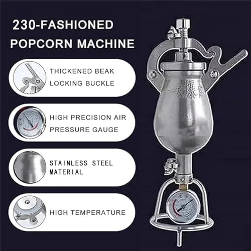 Vista 3 de Mini máquina de palomitas de maíz de acero inoxidable de 3.4 fl oz, máquina de mano vintage para reuniones familiares, diversión de fiesta, fácil