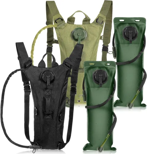 Vista 7 de Sanwuta Mochila de hidratación de 2 piezas con vejiga de agua de 3 litros, táctica ligera, 17.72 x 7.87 pulgadas, mochila de hidratación