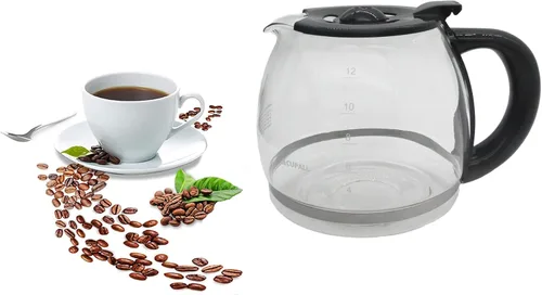 Vista 2 de Jarra de café de repuesto de vidrio de 12 tazas compatible con Mr. Coffee, Black & Decker, Cuisinart y más, mango de cierre negro