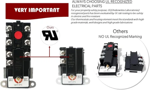 Vista 2 de EWH-03 Kit de ajuste del calentador de agua eléctrico con llave de elementos, incluye termostato de calentador superior e inferior, 2 elementos