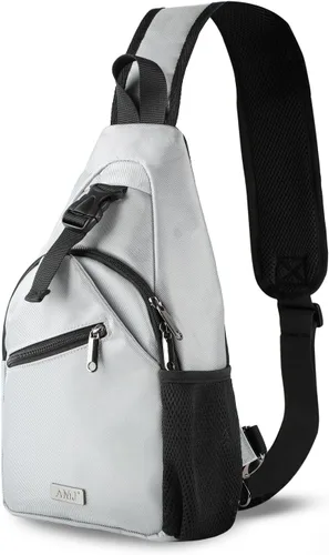 Vista 7 de AMJ Bolso bandolera para hombres y mujeres, mochila de hombro casual, mochila de pecho para senderismo y viajes