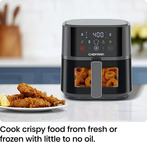 Vista 2 de Chefman Freidora de aire – Freidora de aire compacta de 4 cuartos de galón para comidas rápidas y fáciles, cuenta con tecnología Hi-Fry para una