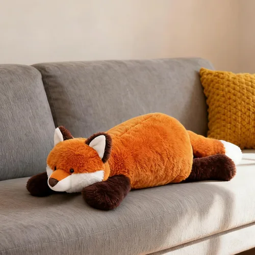 Vista 4 de ARELUX Animales de peluche de zorro rojo suave de 18 pulgadas: almohada de cuerpo de zorro de peluche linda y acogedora, juguetes de animales