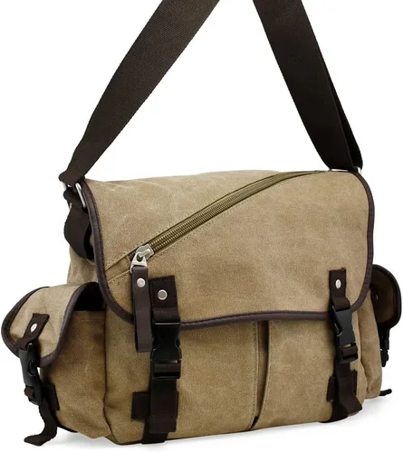 Vista 4 de OCT17 Bolso de mensajero para hombre, bolso de hombro universitario de lona vintage, bolso de mano militar para portátil