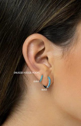 Vista 9 de Dainty Tiny Cutie - Aros de doble cara turquesa de 0.236 in hechos a mano, hipoalergénicos en Estados Unidos