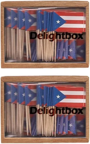 Vista 7 de DelightBox 2 Cajas Mini Banderas de Palillo de Dientes (Puerto Rico)