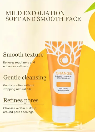 Vista 2 de Gel exfoliante naranja para rostro y cuerpo, exfoliante facial iluminador con aceite de jojoba, exfoliante suave para pieles sensibles, gel
