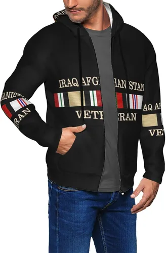 Vista 6 de Afganistán e Irak Veterano Sudaderas Hombres Mujeres Pullovers Chaqueta con cremallera completa Sudadera con capucha
