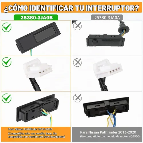 Vista 5 de Yinlowa 25380-3JA0B - Botón de maletero para Nissan Pathfinder 2013-2020 Interruptor de liberación de puerta trasera exterior para modelos